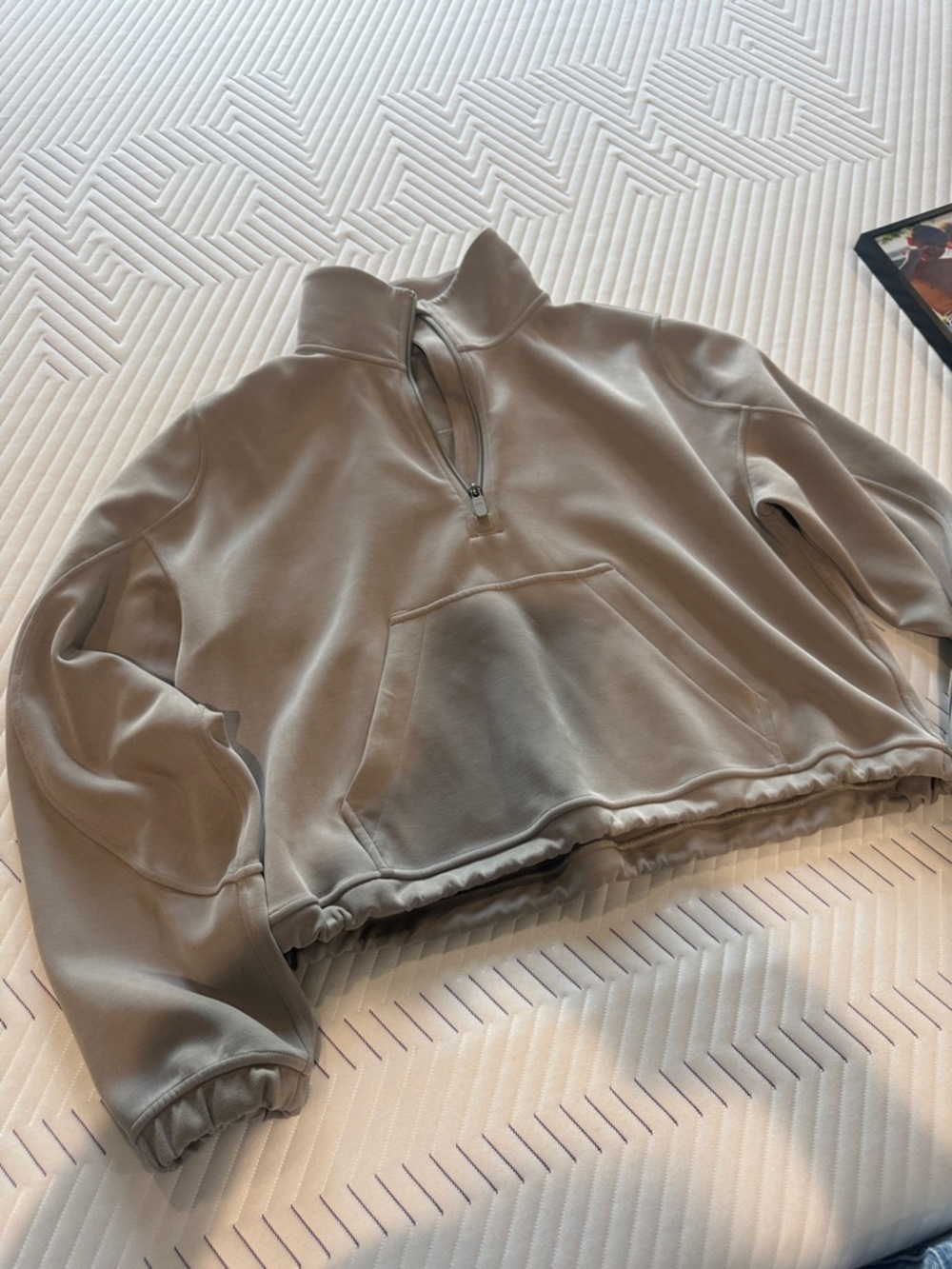 lululemon athletica Cropped Quarter-Zip Pullover in Taupe
